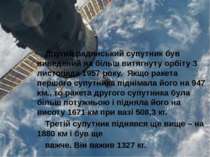 Розвиток космонавтики Другий радянський супутник був виведений на більш витяг...