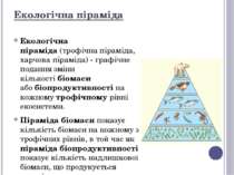 Екологічна піраміда Екологічна піраміда (трофічна піраміда, харчова піраміда)...