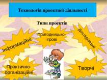 Технологія проектної діяльності Інформаційні Практично- організаційні Пригодн...