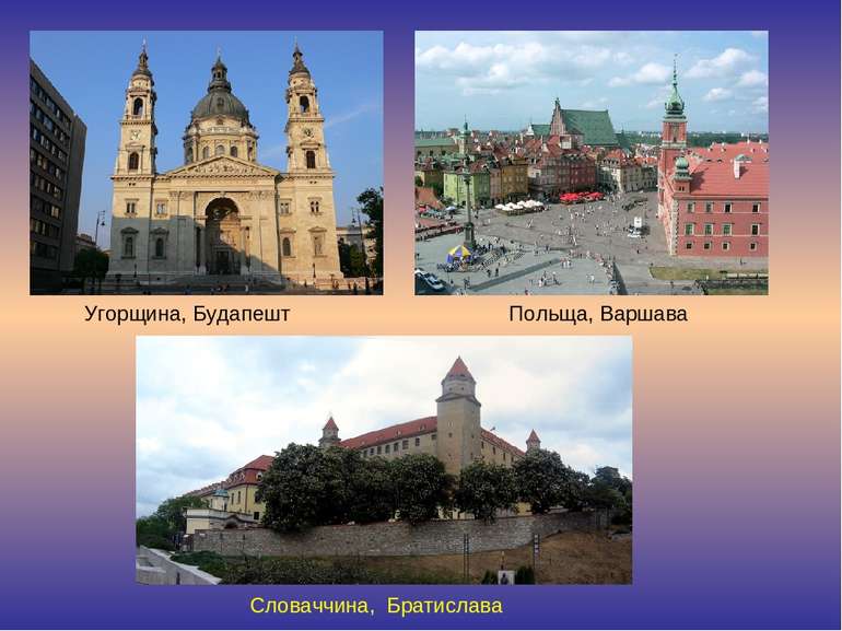 Угорщина, Будапешт Польща, Варшава Словаччина, Братислава