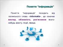Поняття “Інформація” походить від латинського слова «informatio», що означає ...