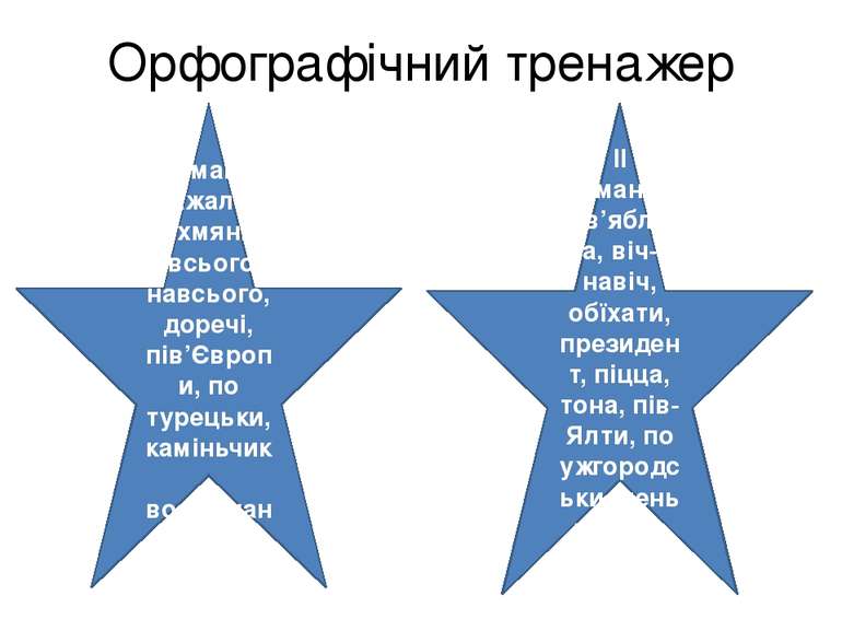 Орфографічний тренажер І команда Нажаль, духмяний, всього-навсього, доречі, п...