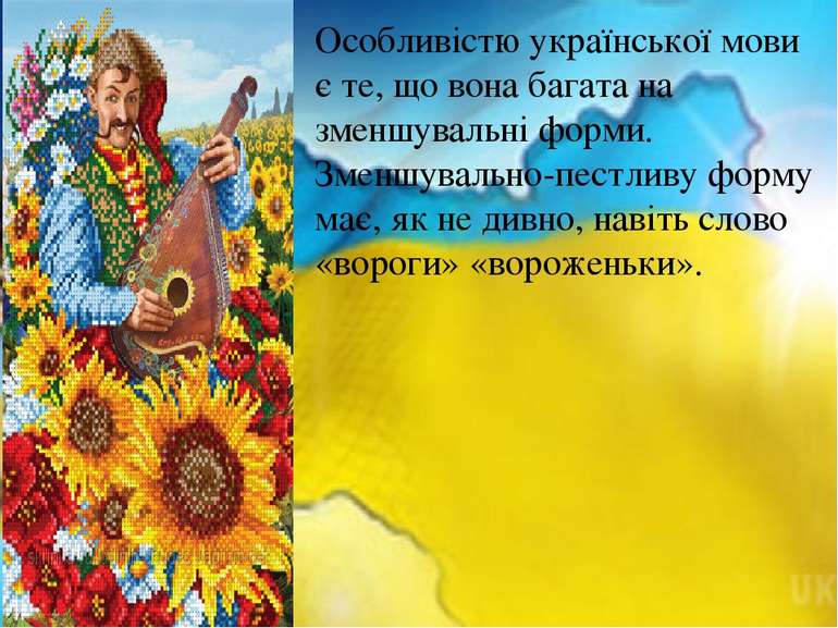 ”. Особливістю української мови є те, що вона багата на зменшувальні форми. З...