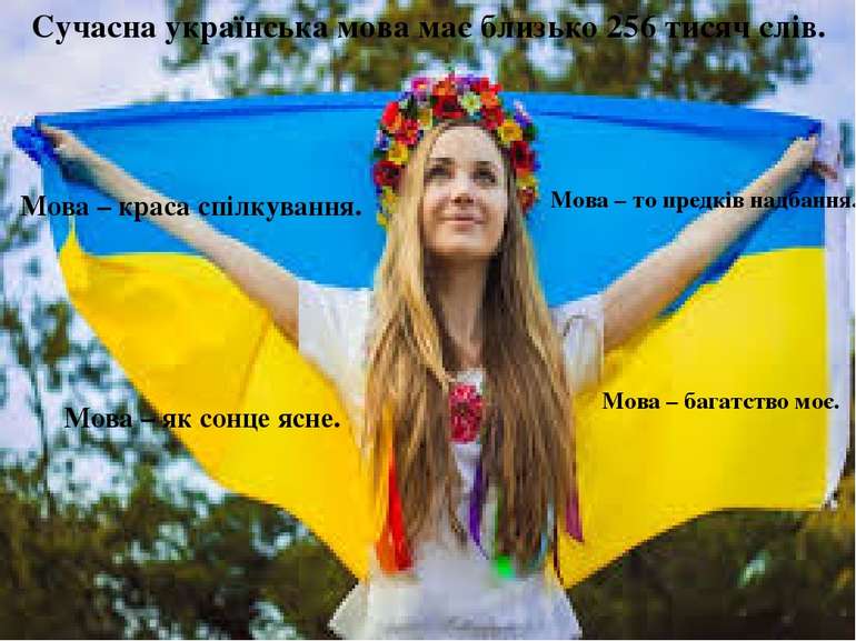 Сучасна українська мова має близько 256 тисяч слів. Мова – краса спілкування....