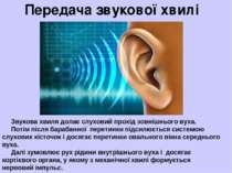 Передача звукової хвилі Звукова хвиля долає слуховий прохід зовнішнього вуха....