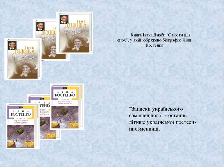 Книга Івана Дзюби "Є поети для епох", у якій зображено біографію Ліни Костенк...