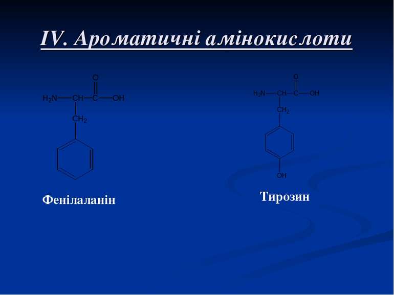 IV. Ароматичні амінокислоти Фенілаланін Тирозин