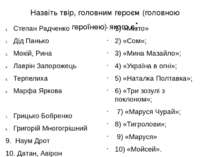 Назвіть твір, головним героєм (головною героїнею) якого є: Степан Радченко Ді...