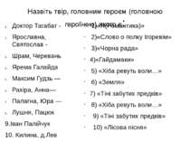 Назвіть твір, головним героєм (головною героїнею) якого є: Доктор Тагабат - Я...