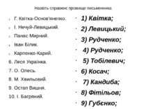 Назвіть справжнє прізвище письменника Г. Квітка-Основ'янепко. І. Нечуй-Левиць...