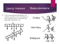 Центр тяжіння Точка прикладання рівнодійних сил тяжіння, які діють на усі час...