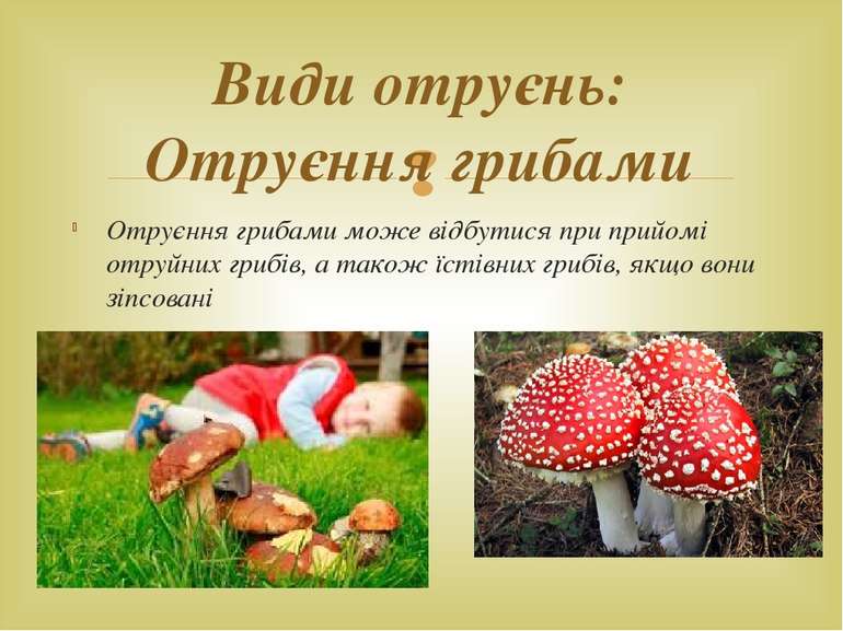 Отруєння грибами може відбутися при прийомі отруйних грибів, а також їстівних...