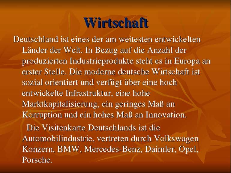 Wirtschaft Deutschland ist eines der am weitesten entwickelten Länder der Wel...