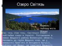 Сві тязь (Сви тязь, Світязьке озеро) — найглибше озеро в Україні. Розташоване...
