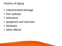 Factors of Aging mitochondrial damage free radicals telomeres apoptosis and n...