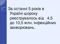 За останні 5 років в Україні щороку реєструвалось від 4,5 до 10,5 млн. інфекц...