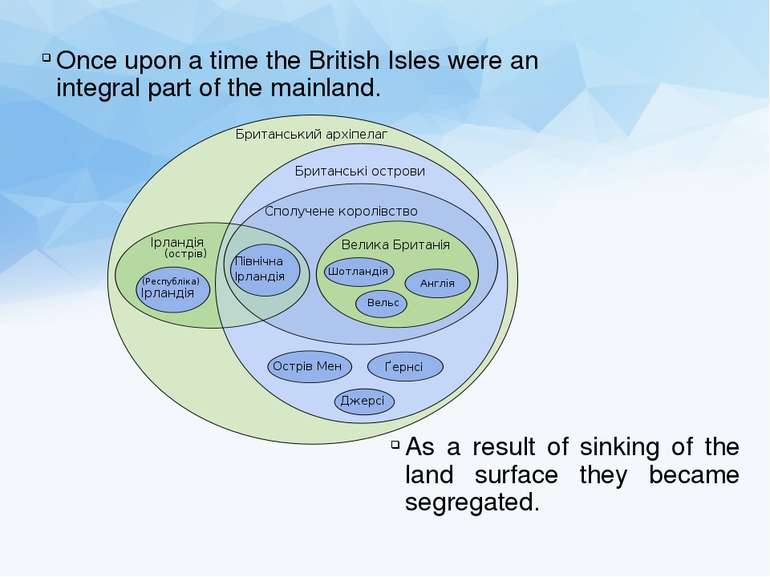 Once upon a time the British Isles were an integral part of the mainland. As ...