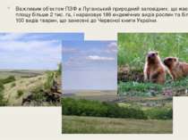 Важливим об’єктом ПЗФ є Луганський природний заповідник, що має площу більше ...