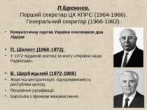 Л.Брежнєв. Перший секретар ЦК КПРС (1964-1966). Генеральний секретар (1966-19...
