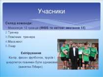 Склад команди: Максимум 12 гравців (ФІВБ та світові змагання 14) Тренер Поміч...
