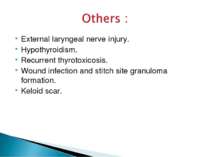 External laryngeal nerve injury. Hypothyroidism. Recurrent thyrotoxicosis. Wo...