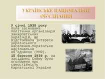 У січні 1939 року була заснована політична організація закарпатських українці...