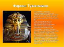 Фараон Тутанхамон Тутанхамон - фараон Стародавнього Єгипту, що правив приблиз...