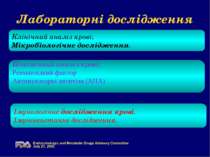 Лабораторні дослідження Клінічний аналіз крові; Мікробіологічне дослідження. ...