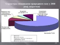 Структура споживання природного газу у 2008 році, (відсотки) *