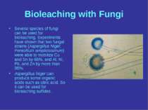 Bioleaching with Fungi Several species of fungi can be used for bioleaching. ...