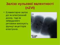 Залізо нульової валентності (nZVI) Елементарне залізо діє як електронний доно...