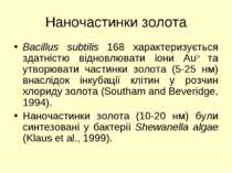 Наночастинки золота Bacillus subtilis 168 характеризується здатністю відновлю...