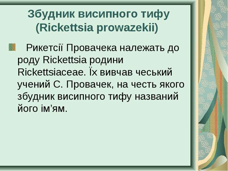 Збудник висипного тифу (Rickettsia prowazekii)    Рикетсії Провачека належать...