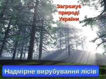 Загрожує природі України Надмірне вирубування лісів