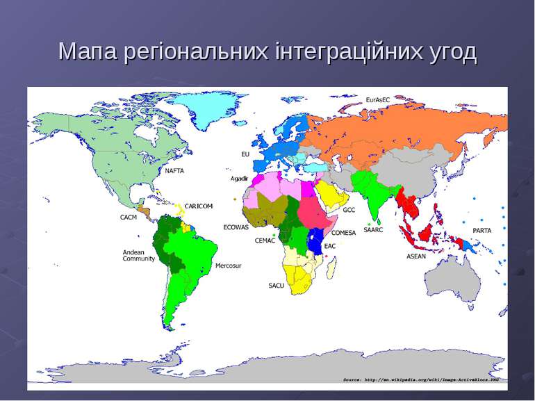 Мапа регіональних інтеграційних угод