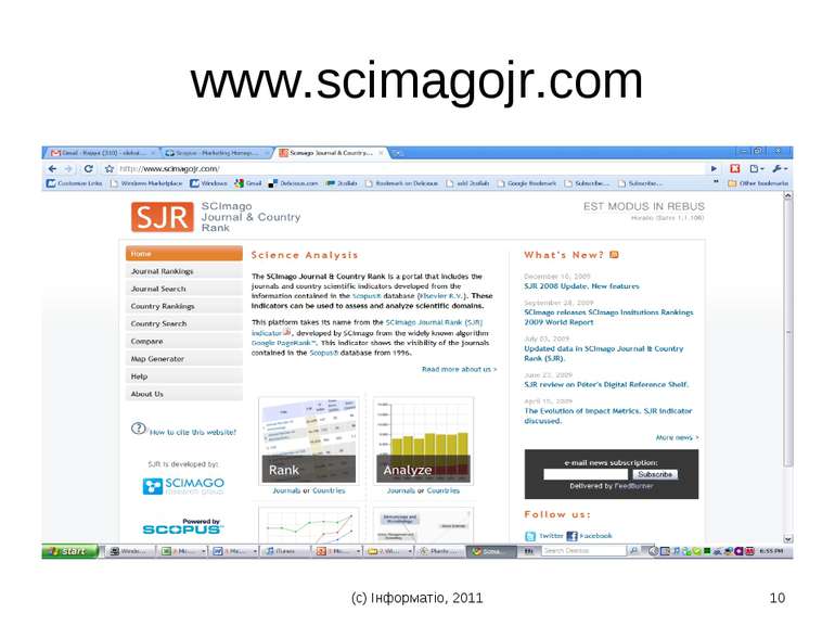 (с) Інформатіо, 2011 * www.scimagojr.com (с) Інформатіо, 2011