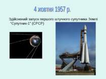 Здійснений запуск першого штучного супутника Землі “Супутник-1” (СРСР)