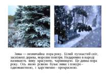Зима — незвичайна пора року. Білий пухнастий сніг, засніжені дерева, морозне ...