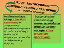 Строк застосування дисциплінарного стягнення (ст.148 КЗпП України) не пізніше...