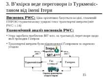 3. В’яхірєв веде переговори із Туркменіс-таном від імені Ітери Висновок PWC: ...
