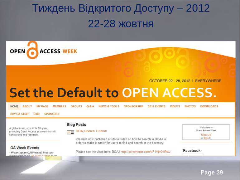 Тиждень Відкритого Доступу – 2012 22-28 жовтня Page *