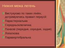 Нижня межа легень Вистукуємо по таких лініях, дотримуючись правил перкусії: П...