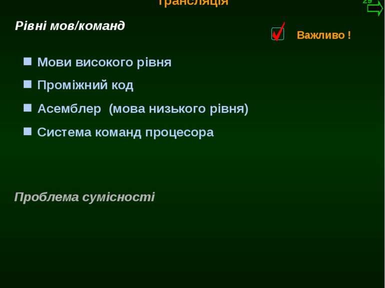 М.Кононов © 2009 E-mail: mvk@univ.kiev.ua Трансляція Система команд процесора...