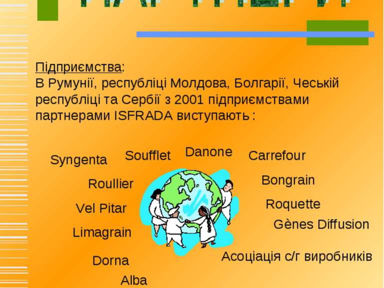   Syngenta Підприємства: В Румунії, республіці Молдова, Болгарії, Чеській рес...