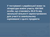У тестуванні з української мови та літератури взяли участь 434 944 особи, що ...