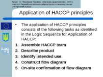 Application of HACCP principles The application of HACCP principles consists ...