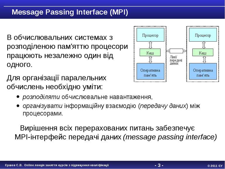 - * - Message Passing Interface (MPI) розподіляти обчислювальне навантаження,...