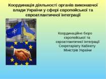 Координація діяльності органів виконавчої влади України у сфері європейської ...