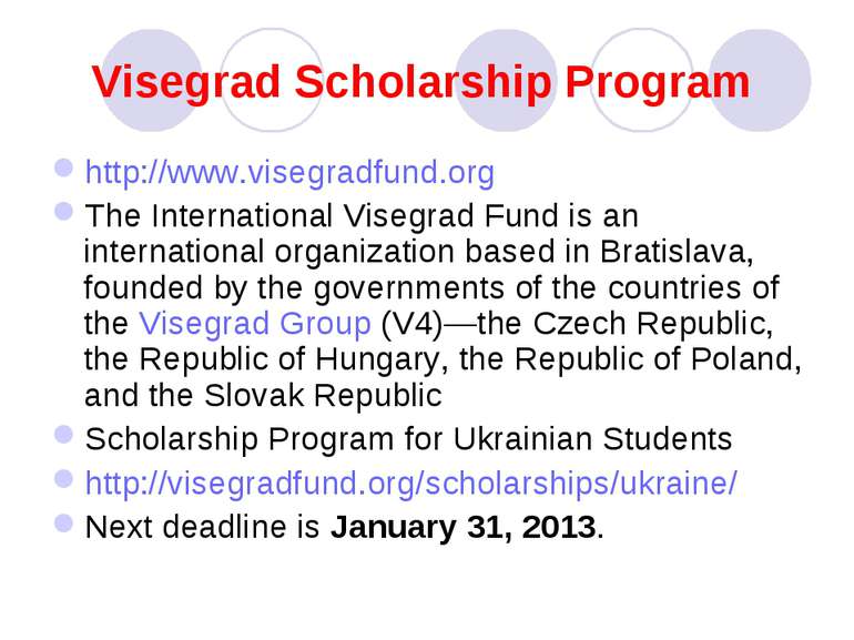 Visegrad Scholarship Program http://www.visegradfund.org The International Vi...