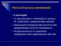 Негоспітальна пневмонія II категорія S. pneumoniae H. influenzae S. aureus M....